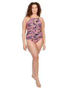 Side shirred one piece swimsuit