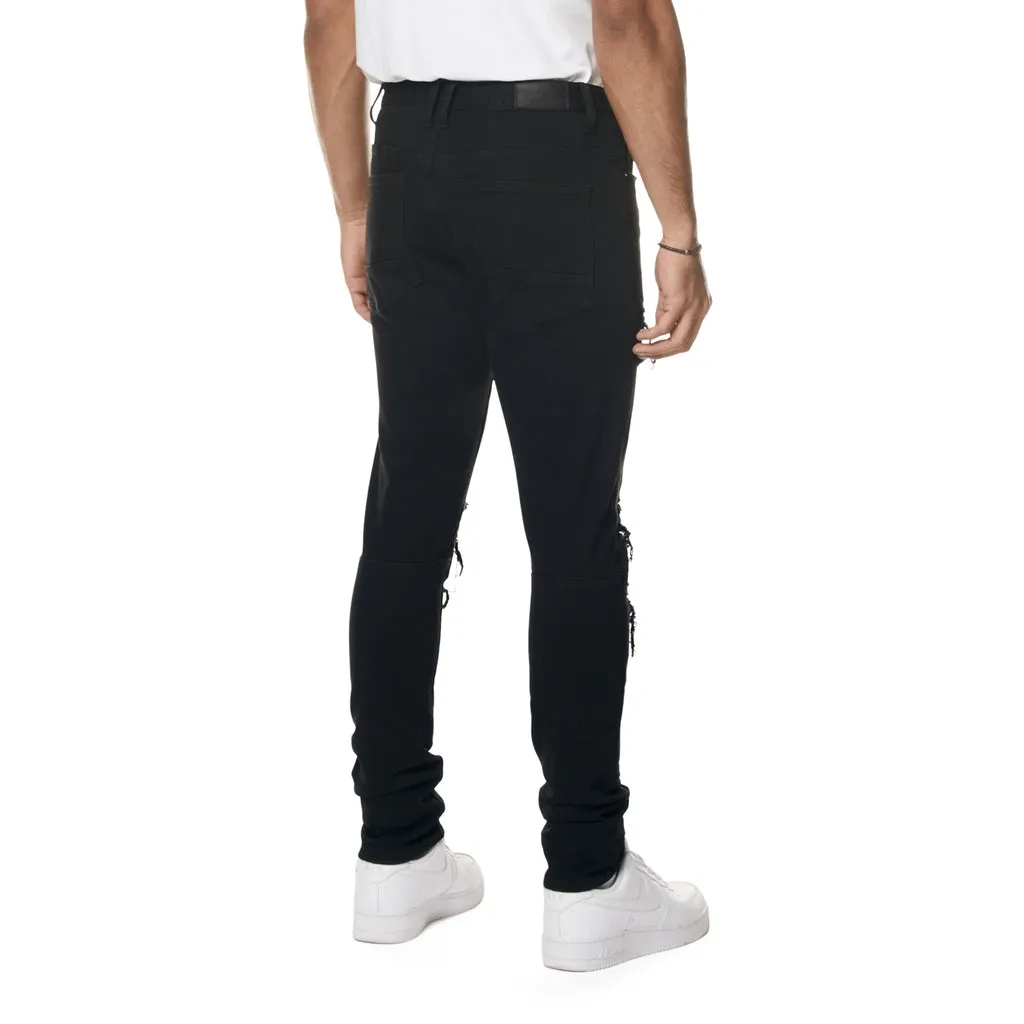 Slim Tapered Rip & Repaired Colored Jeans - Black