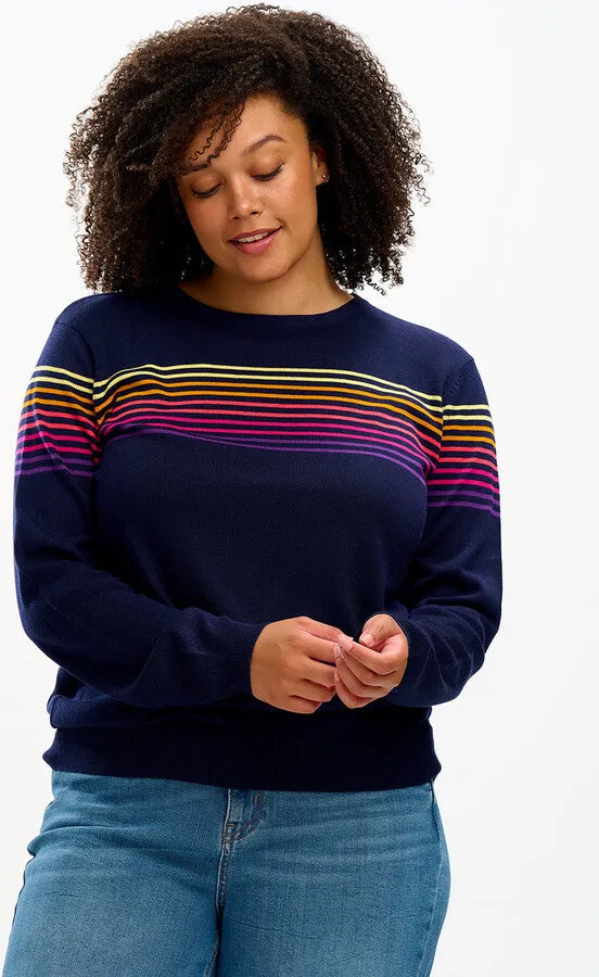 Sugarhill - Rita Jumper - Navy Rainbow Sunrise Lines