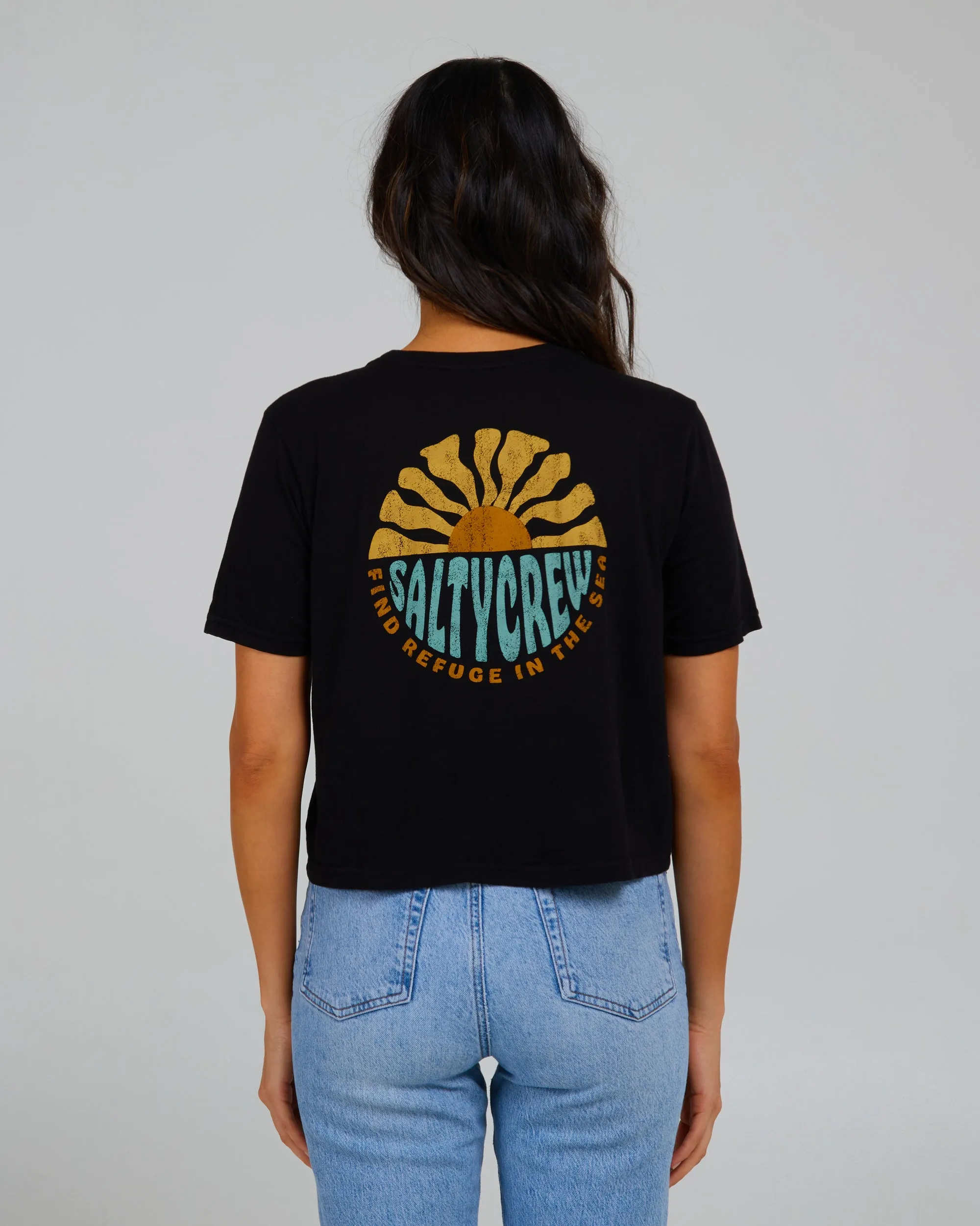 Sun Days Black Crop Tee