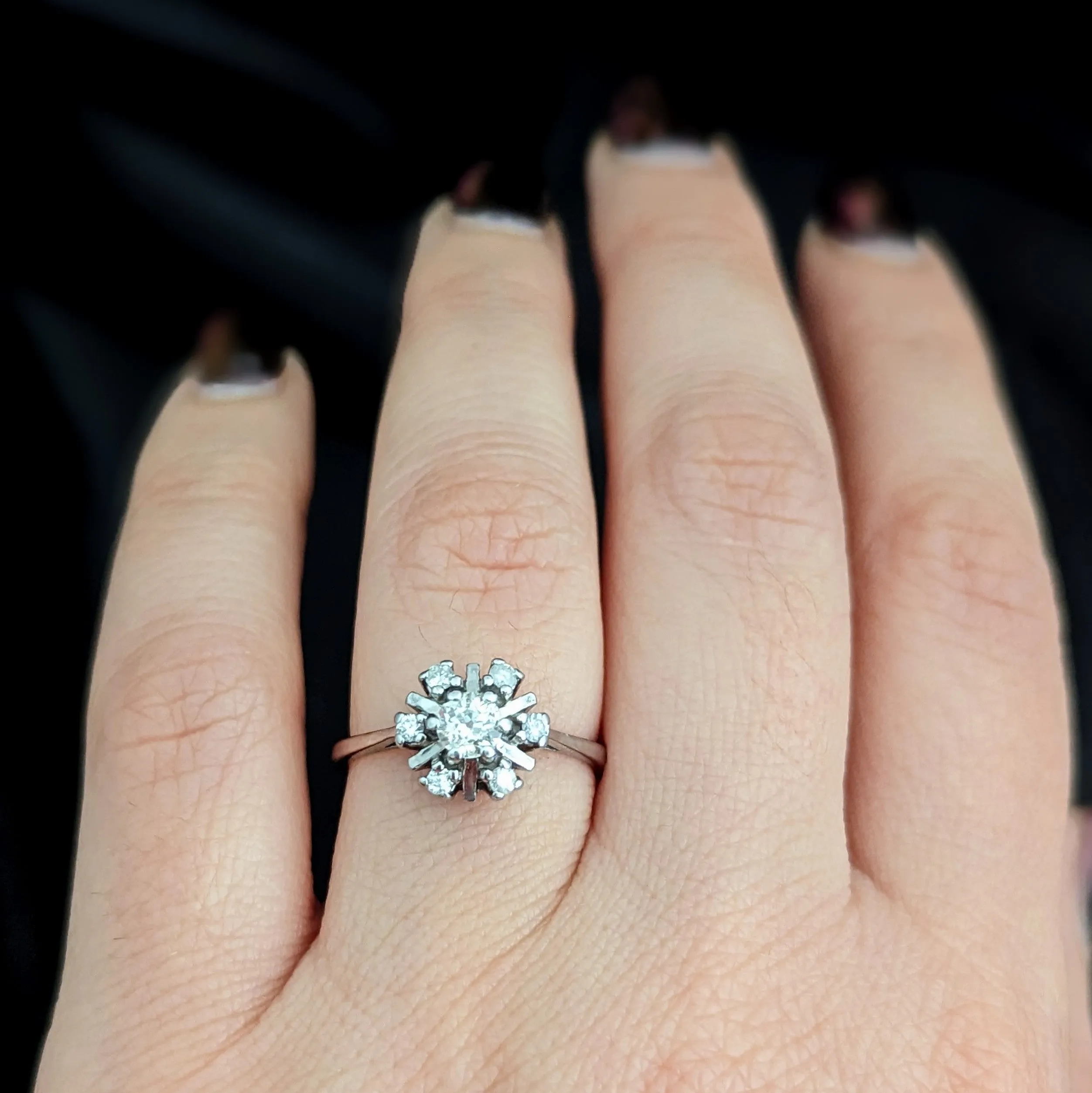 The Cartmel - Vintage Diamonds 14k White Gold Snowflake Ring