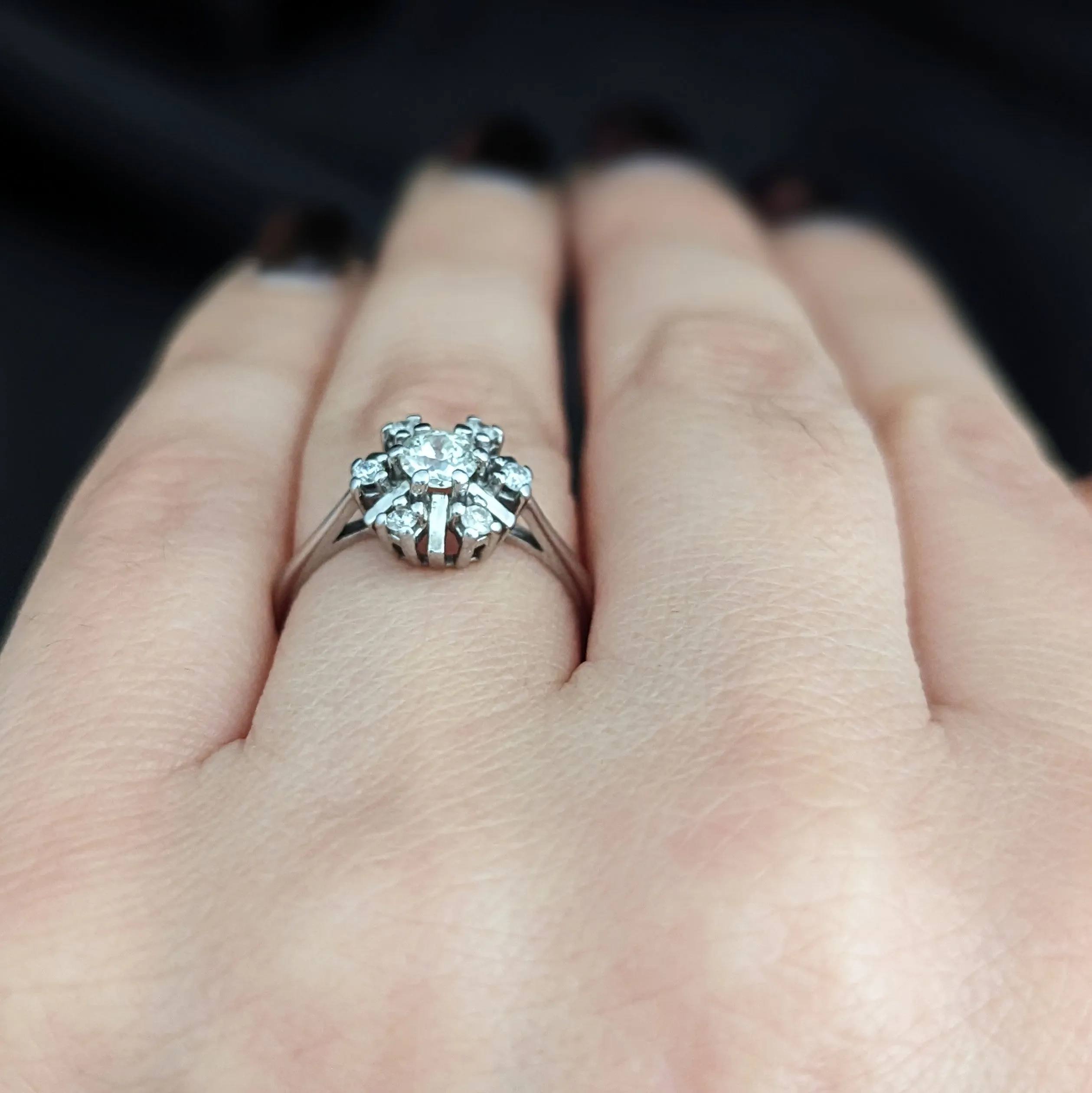 The Cartmel - Vintage Diamonds 14k White Gold Snowflake Ring