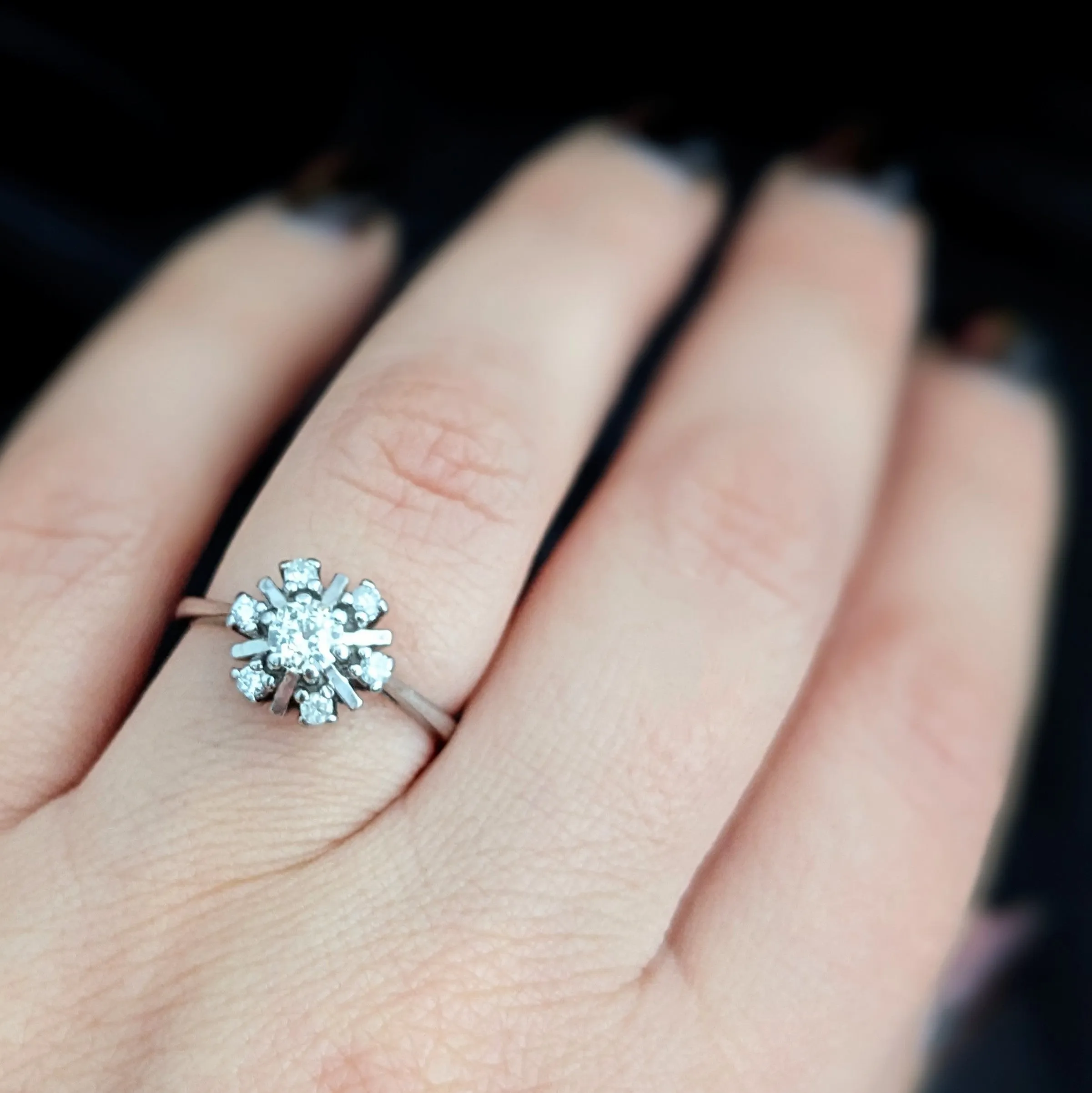 The Cartmel - Vintage Diamonds 14k White Gold Snowflake Ring