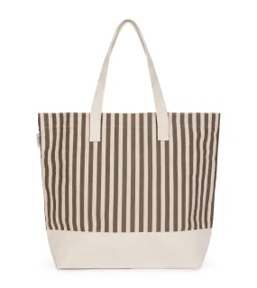 Trunk Large Stripe Holiday Tote Bag: Grey