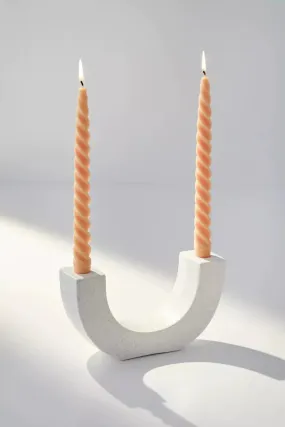 White U Shape Ceramic Candle Holder