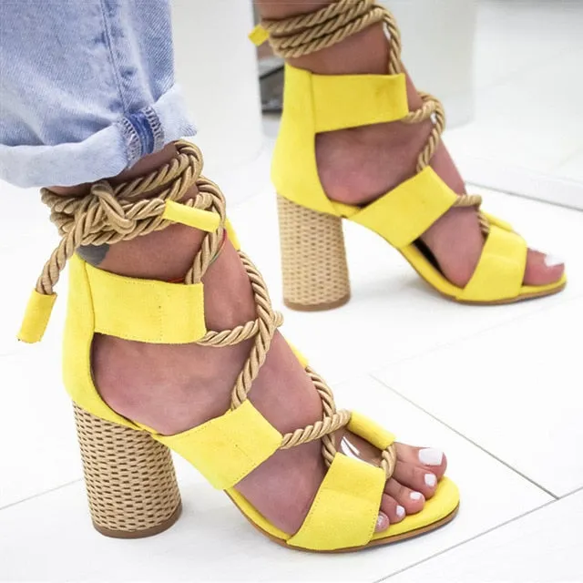 Women Pumps Lace Up High Heels Women Gladiator Sandals For Party