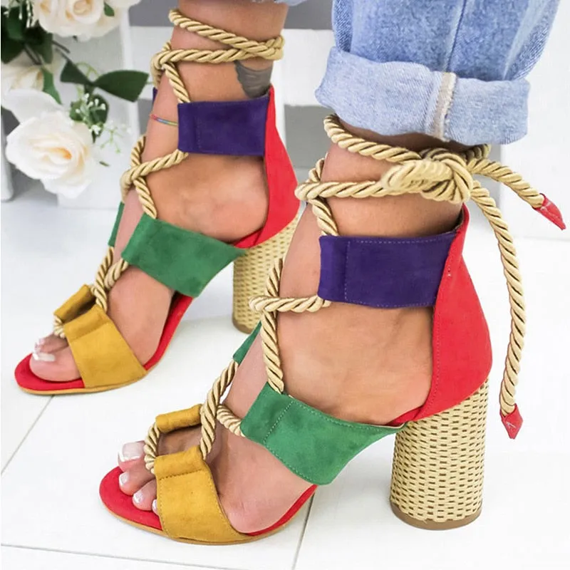 Women Pumps Lace Up High Heels Women Gladiator Sandals For Party