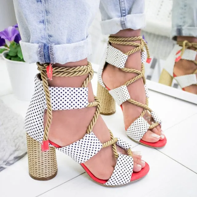 Women Pumps Lace Up High Heels Women Gladiator Sandals For Party