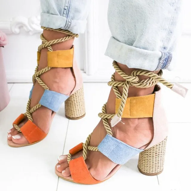 Women Pumps Lace Up High Heels Women Gladiator Sandals For Party