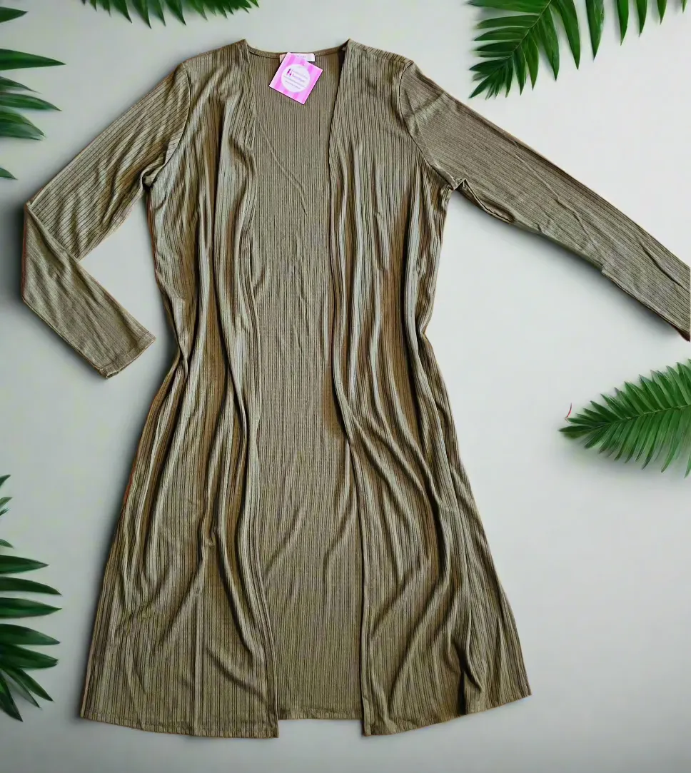 Womens Long Cardigan Sweater Duster Green Sizes S/M/L